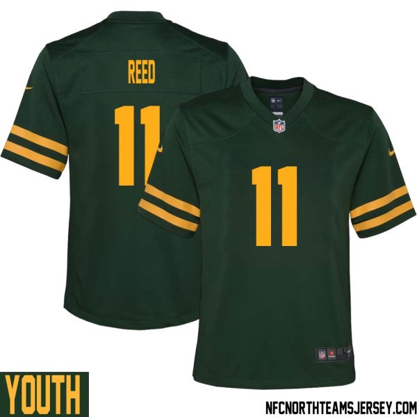 Jayden Reed No 11 Green Bay Packers Alternate Jersey Green Youth – Replica