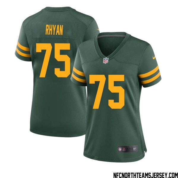 Sean Rhyan No 75 Green Bay Packers Alternate Jersey Green Womens – Replica