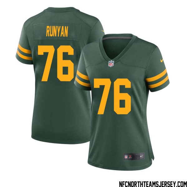 Jon Runyan No 76 Green Bay Packers Alternate Jersey Green Womens – Replica