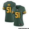 Jim Mcmahon No 9 Green Bay Packers Alternate Jersey Green Womens – Replica