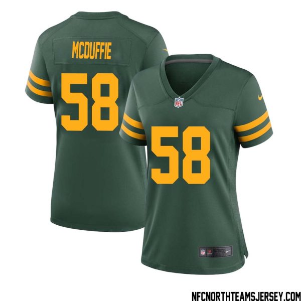 Isaiah McDuffie No 58 Green Bay Packers Alternate Jersey Green Womens – Replica