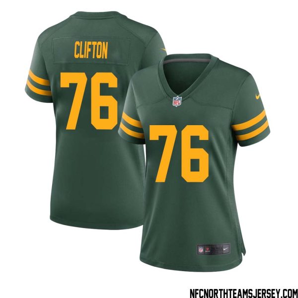 Chad Clifton No 76 Green Bay Packers Alternate Jersey Green Womens – Replica