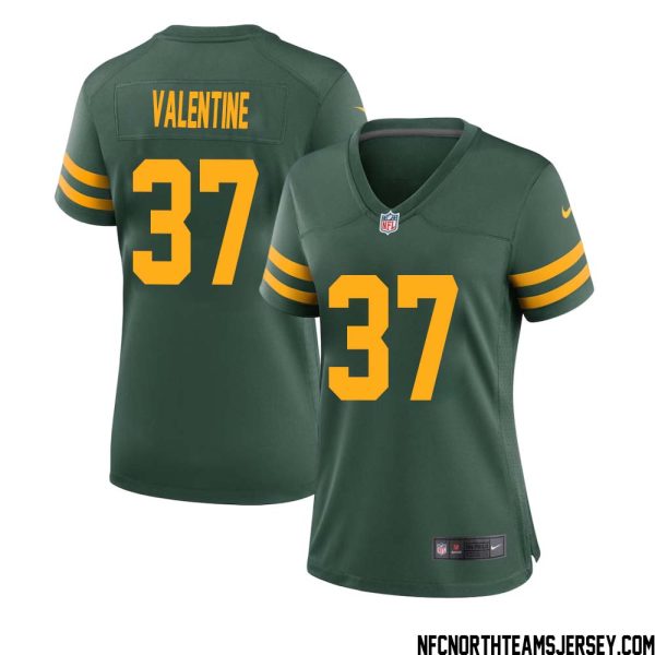 Carrington Valentine No 37 Green Bay Packers Alternate Jersey Green Womens – Replica