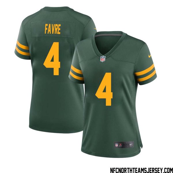 Brett Favre No 4 Green Bay Packers Alternate Jersey Green Womens – Replica