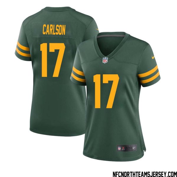Anders Carlson No 17 Green Bay Packers Alternate Jersey Green Womens – Replica