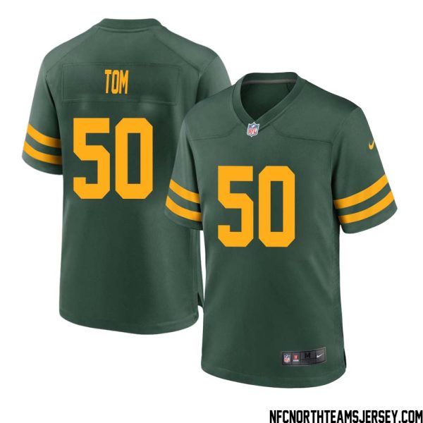 Zach Tom No 50 Green Bay Packers Alternate Jersey Green Mens – Replica