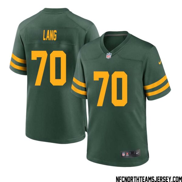 T. J. Lang No 70 Green Bay Packers Alternate Jersey Green Mens – Replica