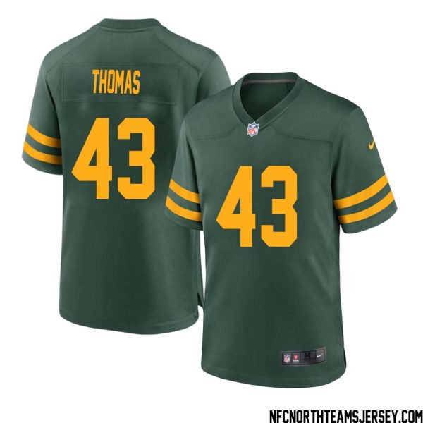 Kiondre Thomas No 43 Green Bay Packers Alternate Jersey Green Mens – Replica