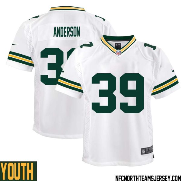 Zayne Anderson No 39 Green Bay Packers Away Game Jersey Youth White – Replica