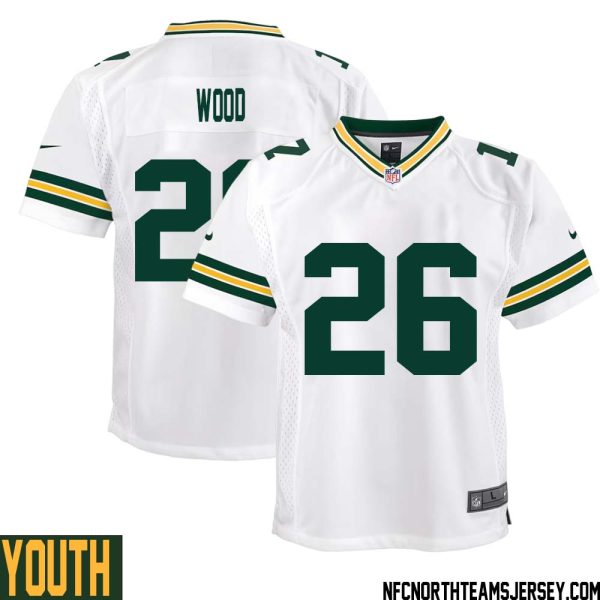 Willie Wood No 26 Green Bay Packers Away Game Jersey Youth White – Replica