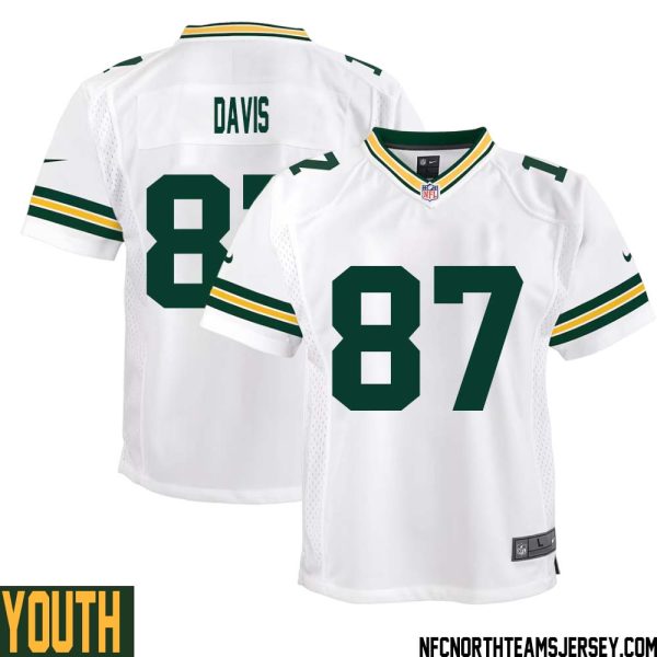 Willie Davis No 87 Green Bay Packers Away Game Jersey Youth White – Replica