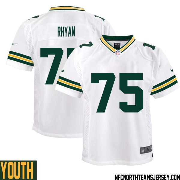 Sean Rhyan No 75 Green Bay Packers Away Game Jersey Youth White – Replica
