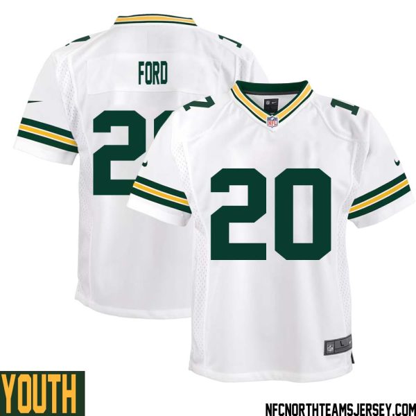 Rudy Ford No 20 Green Bay Packers Away Game Jersey Youth White – Replica