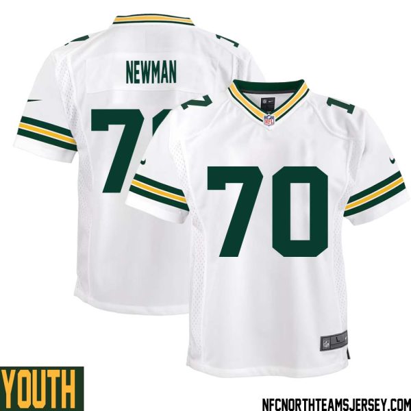 Royce Newman No 70 Green Bay Packers Away Game Jersey Youth White – Replica