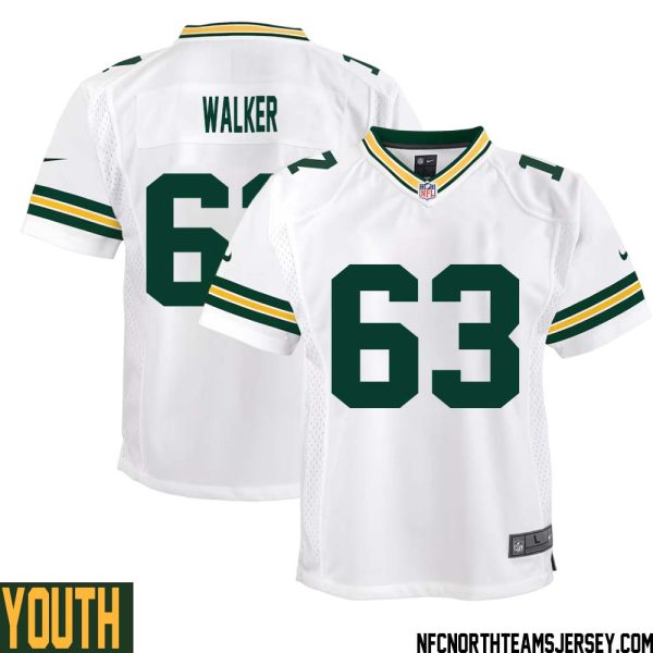 Rasheed Walker No 63 Green Bay Packers Away Game Jersey Youth White – Replica
