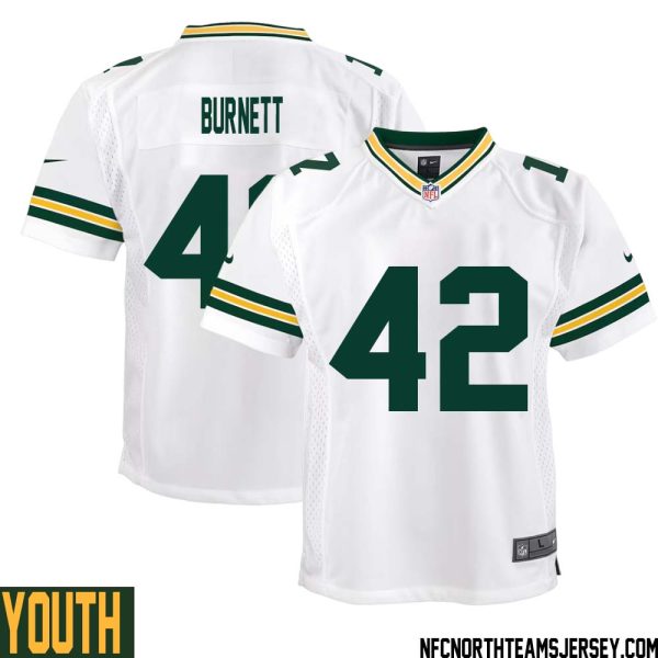 Morgan Burnett No 42 Green Bay Packers Away Game Jersey Youth White – Replica