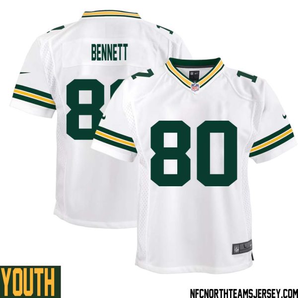 Martellus Bennett No 80 Green Bay Packers Away Game Jersey Youth White – Replica