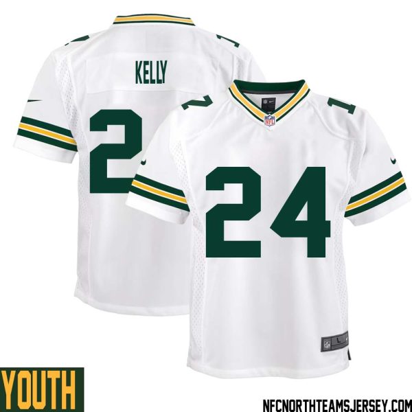 Kyu Kelly No 24 Green Bay Packers Away Game Jersey Youth White – Replica