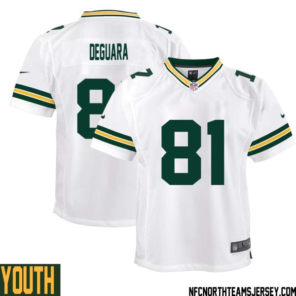 Josiah Deguara No 81 Green Bay Packers Away Game Jersey Youth White – Replica