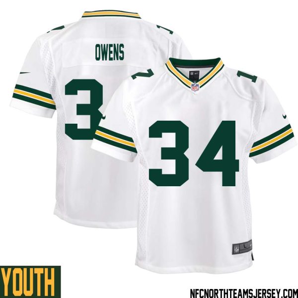 Jonathan Owens No 34 Green Bay Packers Away Game Jersey Youth White – Replica