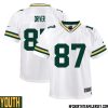 Dontayvion Wicks No 13 Green Bay Packers Away Game Jersey Youth White – Replica