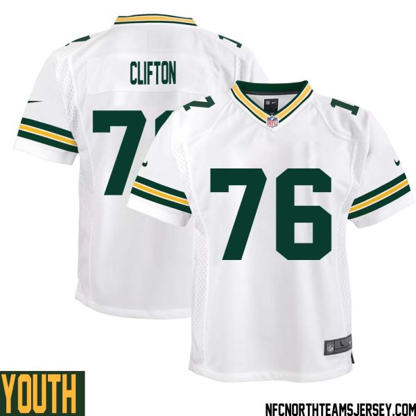 Chad Clifton No 76 Green Bay Packers Away Game Jersey Youth White – Replica