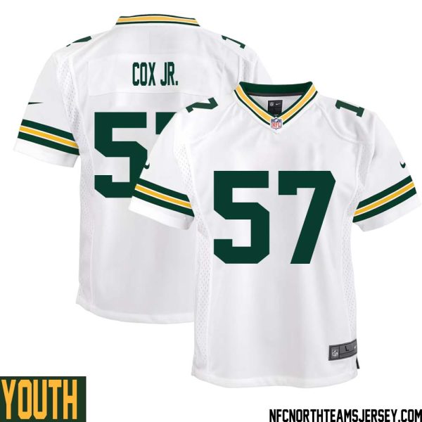 Brenton Cox Jr. No 57 Green Bay Packers Away Game Jersey Youth White – Replica