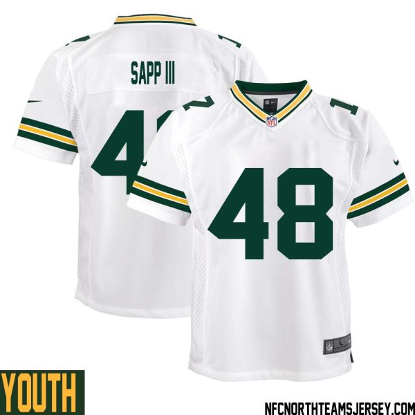 Benny Sapp Iii No 48 Green Bay Packers Away Game Jersey Youth White – Replica