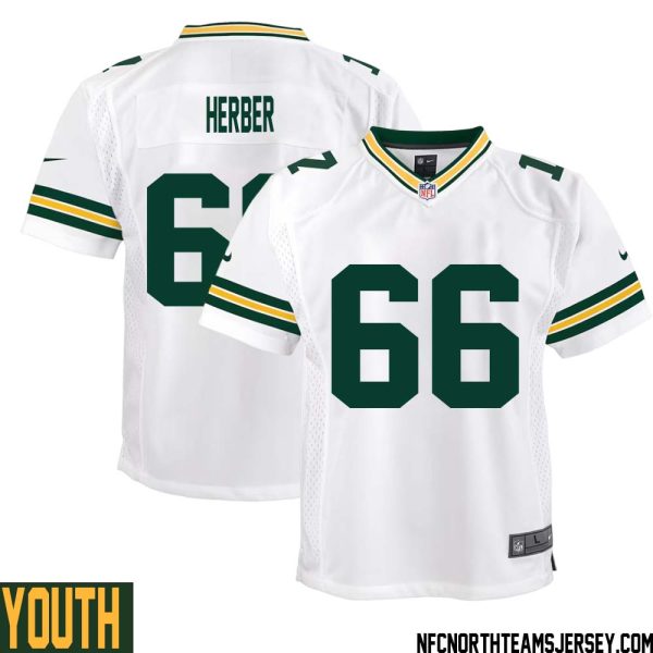 Arnie Herber No 66 Green Bay Packers Away Game Jersey Youth White – Replica