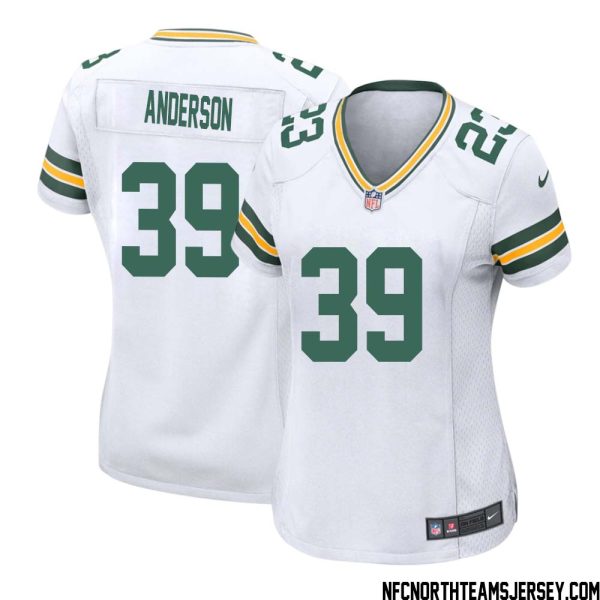 Zayne Anderson No 39 Green Bay Packers Away Game Jersey Womens White – Replica