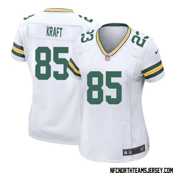 Tucker Kraft No 85 Green Bay Packers Away Game Jersey Womens White – Replica