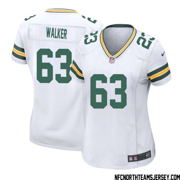 Rasheed Walker No 63 Green Bay Packers Away Game Jersey Womens White – Replica