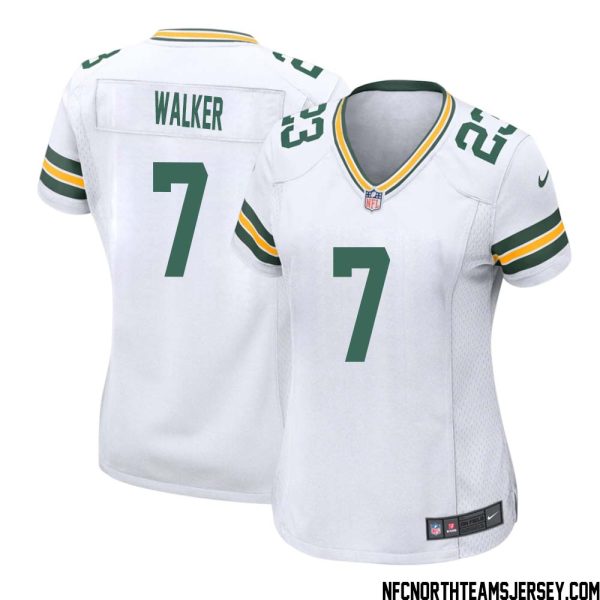 Quay Walker No 7 Green Bay Packers Away Game Jersey Womens White – Replica
