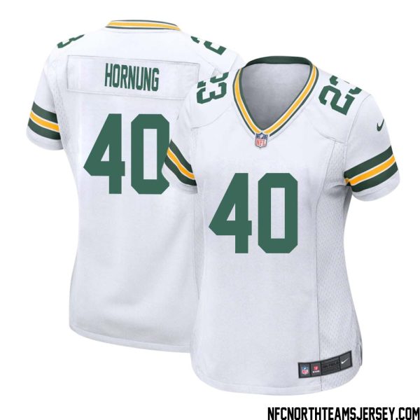 Paul Hornung No 40 Green Bay Packers Away Game Jersey Womens White – Replica