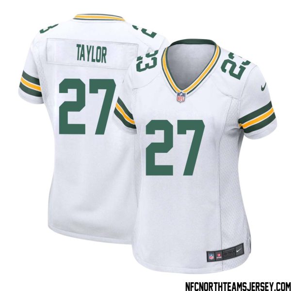 Patrick Taylor No 27 Green Bay Packers Away Game Jersey Womens White – Replica