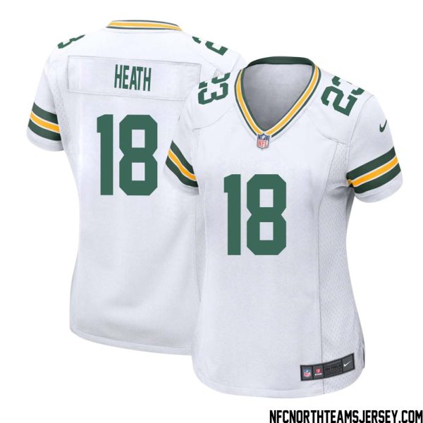 Malik Heath No 18 Green Bay Packers Away Game Jersey Womens White – Replica