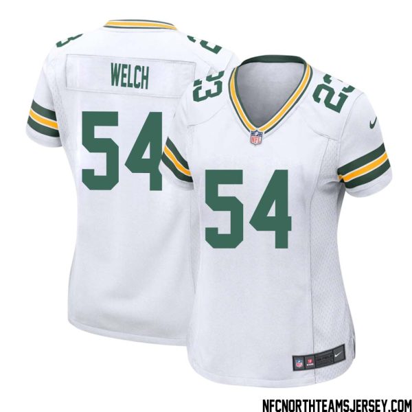 Kristian Welch No 54 Green Bay Packers Away Game Jersey Womens White – Replica