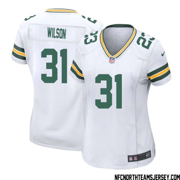 Emanuel Wilson No 31 Green Bay Packers Away Game Jersey Womens White – Replica