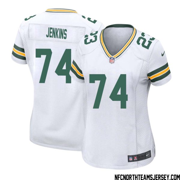 Elgton Jenkins No 74 Green Bay Packers Away Game Jersey Womens White – Replica
