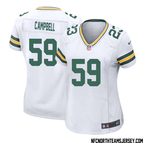 De?Vondre Campbell No 59 Green Bay Packers Away Game Jersey Womens White – Replica