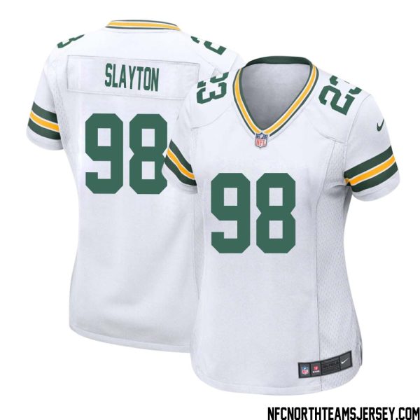 Chris Slayton No 98 Green Bay Packers Away Game Jersey Womens White – Replica