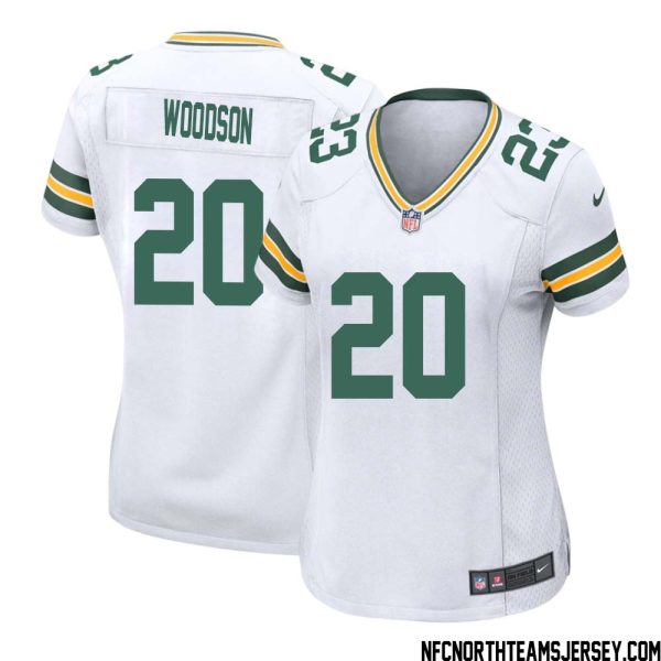 Charles Woodson No 20 Green Bay Packers Away Game Jersey Womens White – Replica