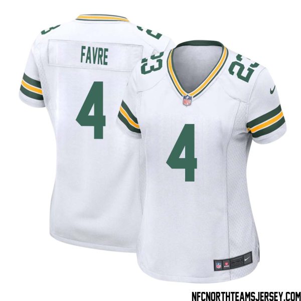 Brett Favre No 4 Green Bay Packers Away Game Jersey Womens White – Replica