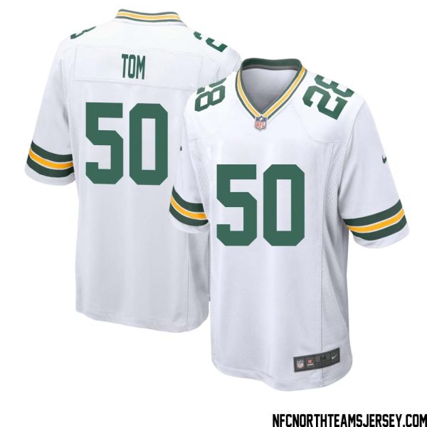 Zach Tom No 50 Green Bay Packers Away Game Jersey Mens White – Replica