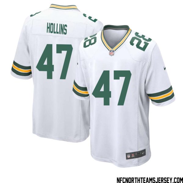 Justin Hollins No 47 Green Bay Packers Away Game Jersey Mens White – Replica