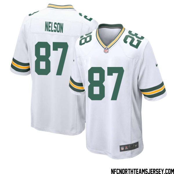 Jordy Nelson No 87 Green Bay Packers Away Game Jersey Mens White – Replica