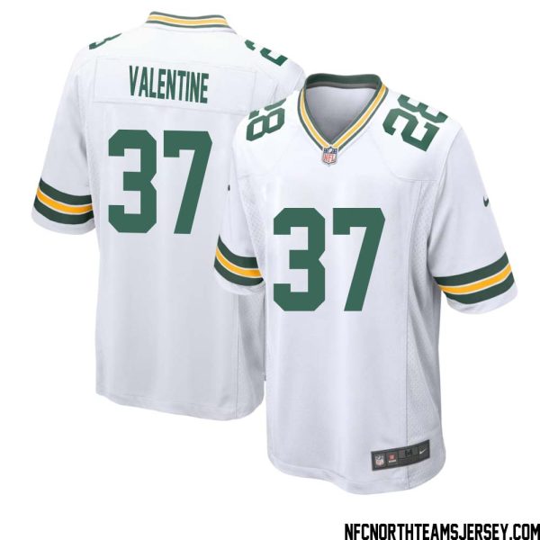 Carrington Valentine No 37 Green Bay Packers Away Game Jersey Mens White – Replica