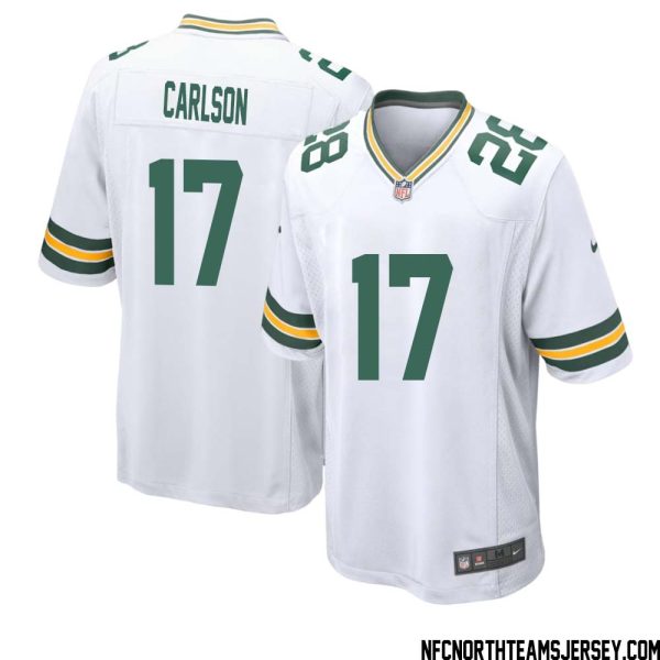 Anders Carlson No 17 Green Bay Packers Away Game Jersey Mens White – Replica