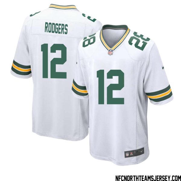Aaron Rodgers No 12 Green Bay Packers Away Game Jersey Mens White – Replica