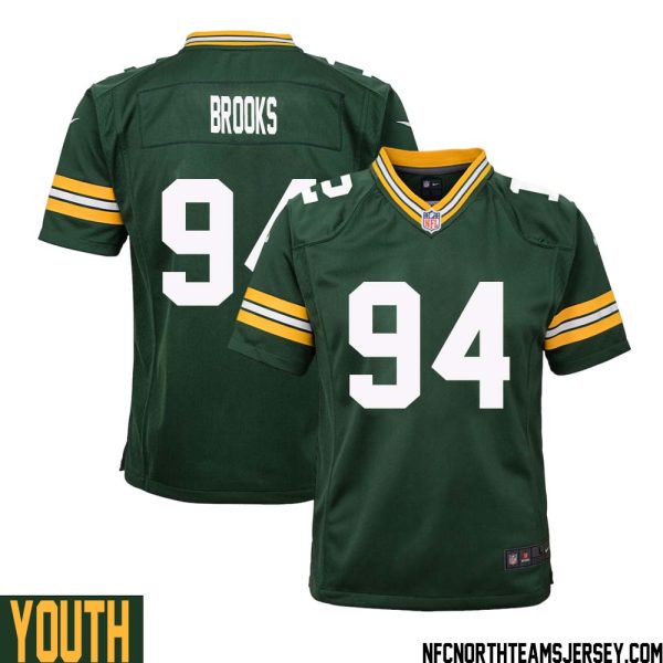 Karl Brooks No 94 Green Bay Packers Home Game Jersey Youth – Replica